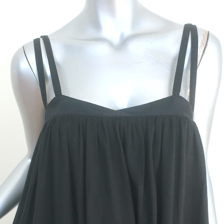 Malia Mills Tie-Back Asymmetric Midi Dress Black Cotton Size Extra Small