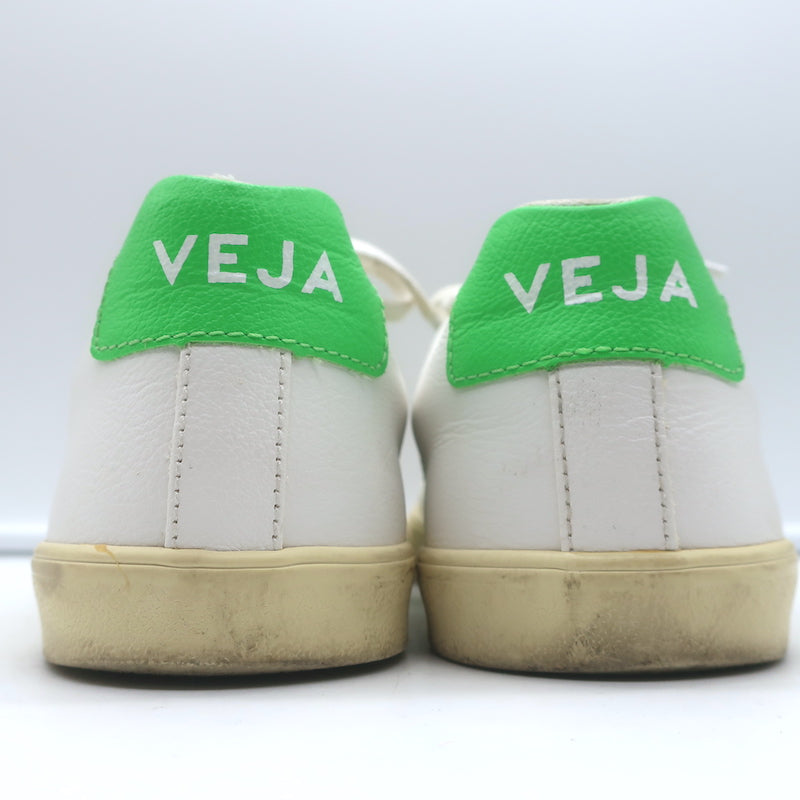 VEJA Esplar Logo Low Top Sneakers White &amp; Absinthe Green Leather Size 38