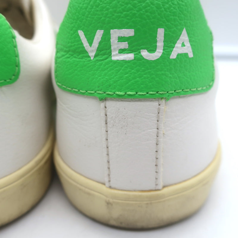 VEJA Esplar Logo Low Top Sneakers White &amp; Absinthe Green Leather Size 38