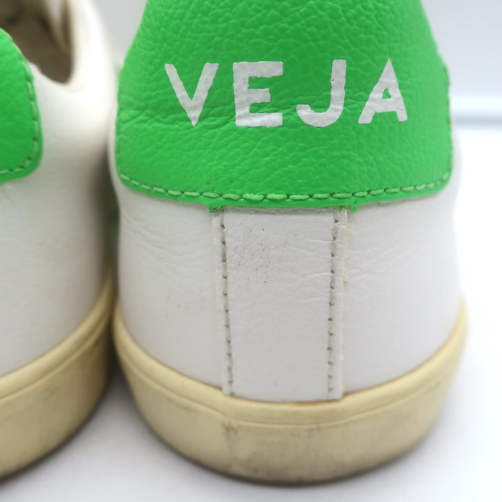 VEJA Esplar Logo Low Top Sneakers White &amp; Absinthe Green Leather Size 38
