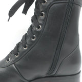 Christian Louboutin Croc Studded Cap Toe Combat Boots Black Leather Size 37
