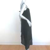 Malia Mills Tie-Back Asymmetric Midi Dress Black Cotton Size Extra Small