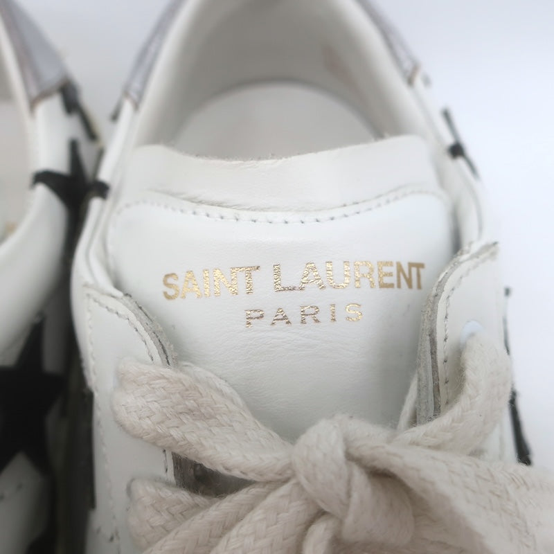 Saint Laurent SL/06 Court Classic Star Sneakers White &amp; Black Leather Size 35.5