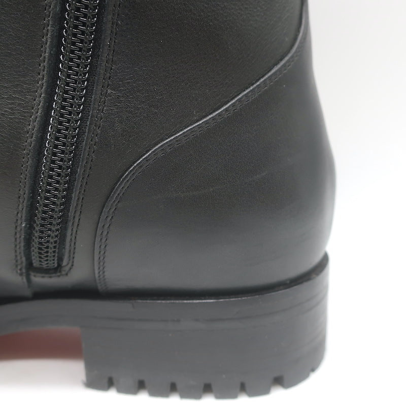 Christian Louboutin Croc Studded Cap Toe Combat Boots Black Leather Size 37
