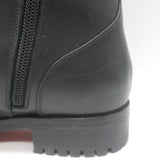 Christian Louboutin Croc Studded Cap Toe Combat Boots Black Leather Size 37