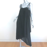 Malia Mills Tie-Back Asymmetric Midi Dress Black Cotton Size Extra Small