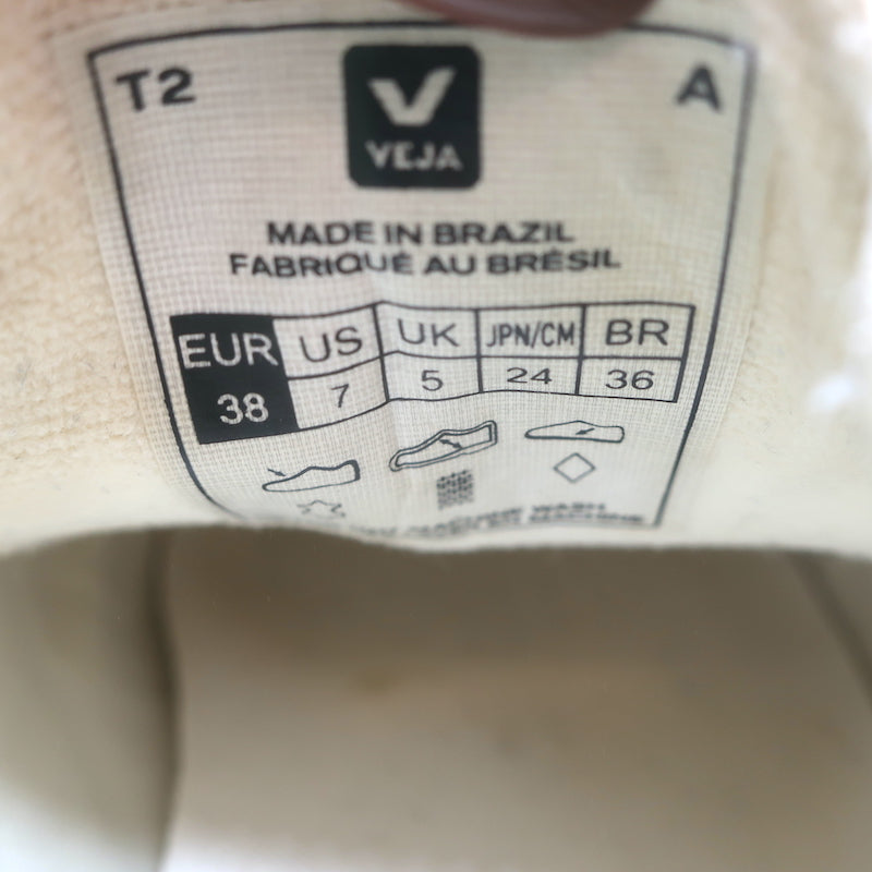 VEJA Esplar Logo Low Top Sneakers White &amp; Absinthe Green Leather Size 38