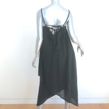 Malia Mills Tie-Back Asymmetric Midi Dress Black Cotton Size Extra Small