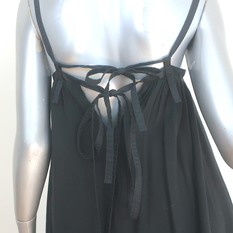 Malia Mills Tie-Back Asymmetric Midi Dress Black Cotton Size Extra Small