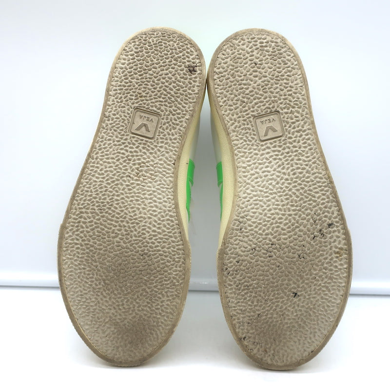 VEJA Esplar Logo Low Top Sneakers White &amp; Absinthe Green Leather Size 38