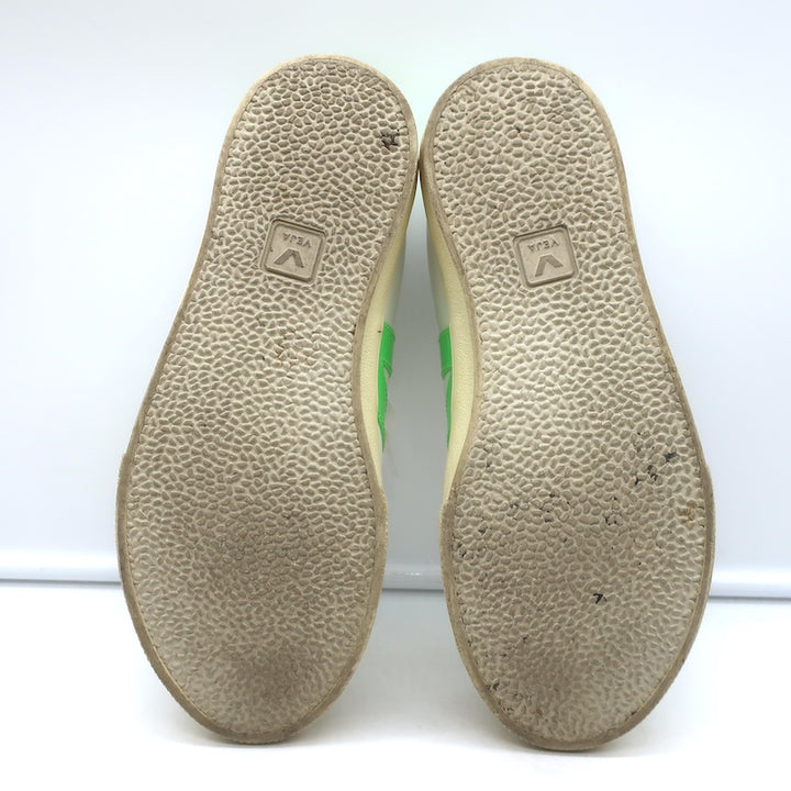 VEJA Esplar Logo Low Top Sneakers White &amp; Absinthe Green Leather Size 38