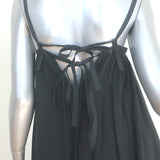 Malia Mills Tie-Back Asymmetric Midi Dress Black Cotton Size Extra Small