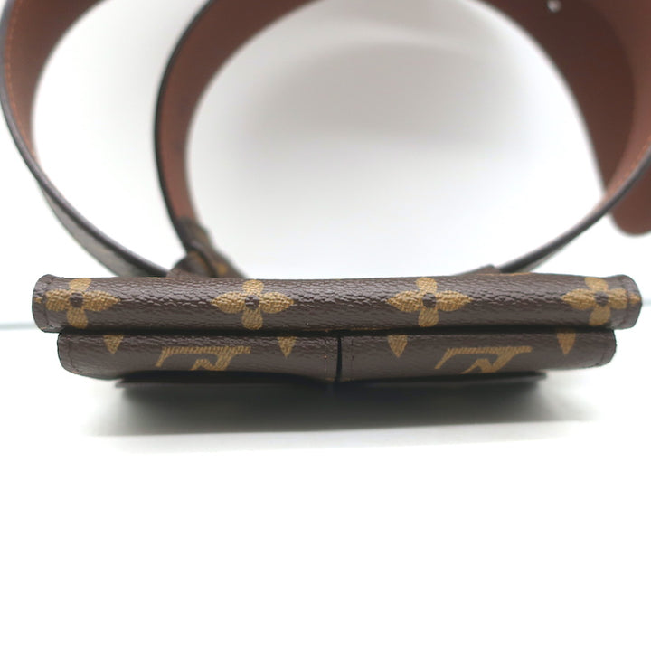 Louis Vuitton Ceinture Pochette Duo Belt Bag Brown Monogram Canvas Size 32 NEW
