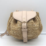 Ulla Johnson Paloma Ruched Straw Small Crossbody Bag Nude Leather NEW