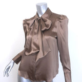 L'Agence Honey Tie-Neck Blouse Portabella Silk Charmeuse Size Extra Small NEW
