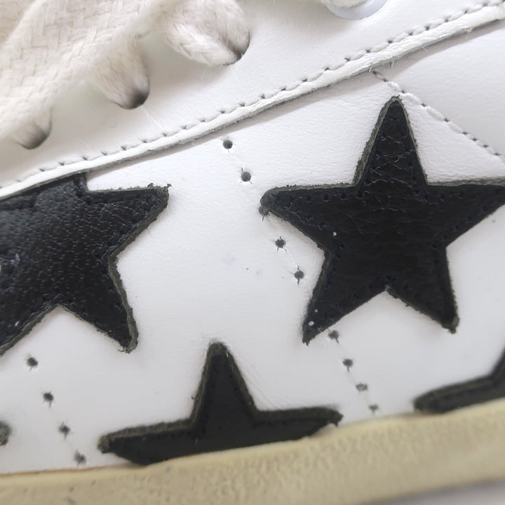 Saint Laurent SL/06 Court Classic Star Sneakers White &amp; Black Leather Size 35.5