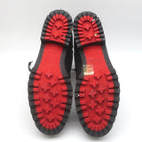 Christian Louboutin Croc Studded Cap Toe Combat Boots Black Leather Size 37