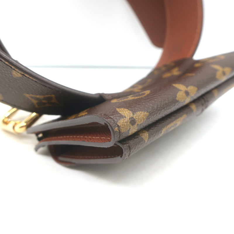 Louis Vuitton Ceinture Pochette Duo Belt Bag Brown Monogram Canvas Size 32 NEW