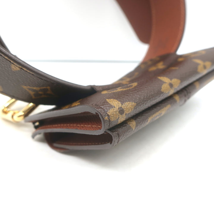 Louis Vuitton Ceinture Pochette Duo Belt Bag Brown Monogram Canvas Size 32 NEW