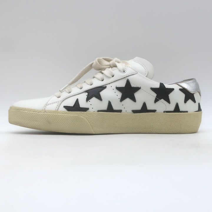 Saint Laurent SL/06 Court Classic Star Sneakers White &amp; Black Leather Size 35.5