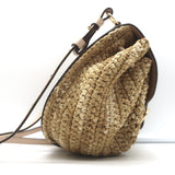 Ulla Johnson Paloma Ruched Straw Small Crossbody Bag Nude Leather NEW