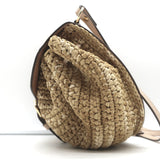 Ulla Johnson Paloma Ruched Straw Small Crossbody Bag Nude Leather NEW