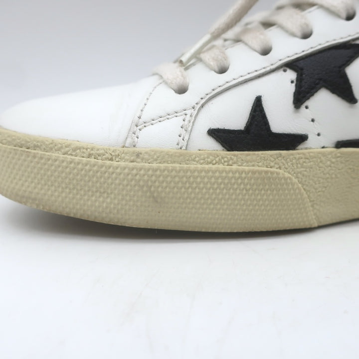 Saint Laurent SL/06 Court Classic Star Sneakers White &amp; Black Leather Size 35.5