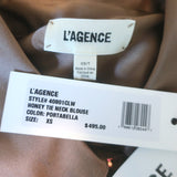 L'Agence Honey Tie-Neck Blouse Portabella Silk Charmeuse Size Extra Small NEW