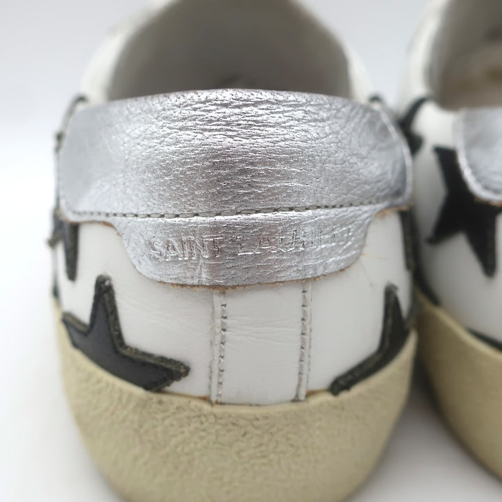 Saint Laurent SL/06 Court Classic Star Sneakers White &amp; Black Leather Size 35.5