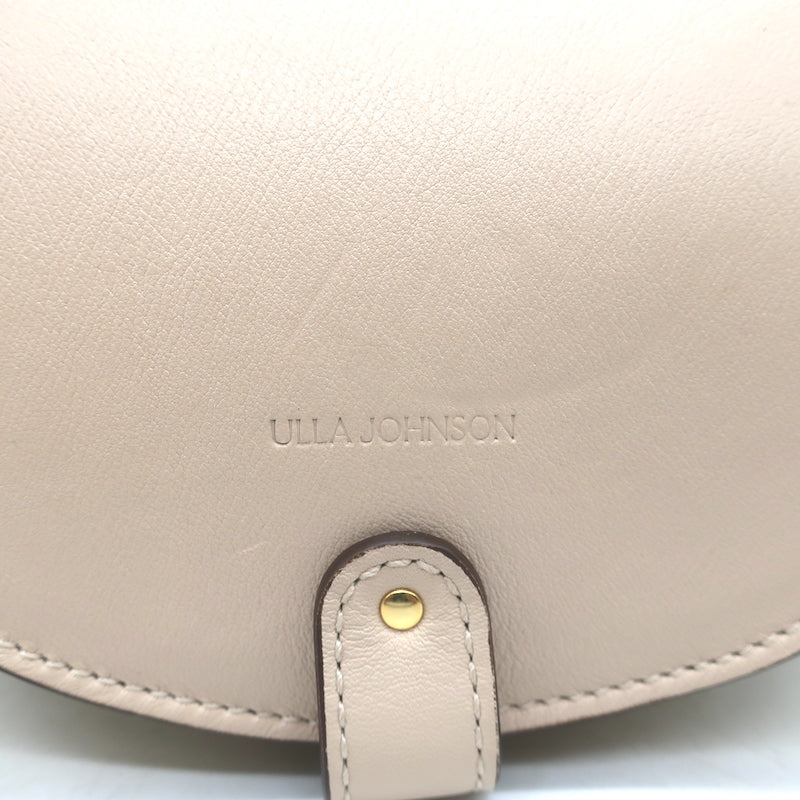 Ulla Johnson Paloma Ruched Straw Small Crossbody Bag Nude Leather NEW