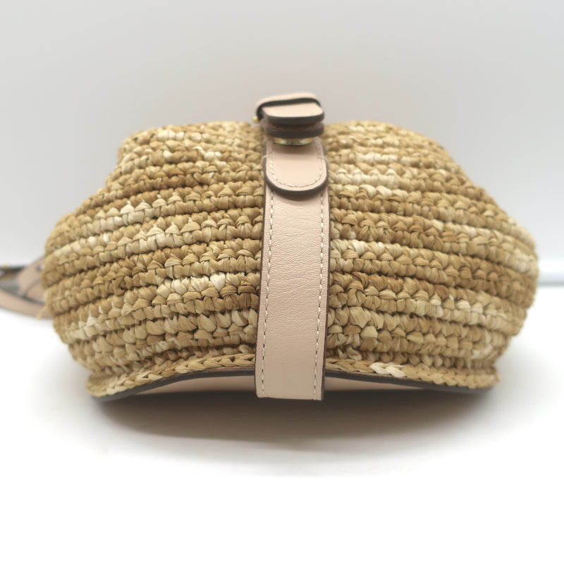 Ulla Johnson Paloma Ruched Straw Small Crossbody Bag Nude Leather NEW