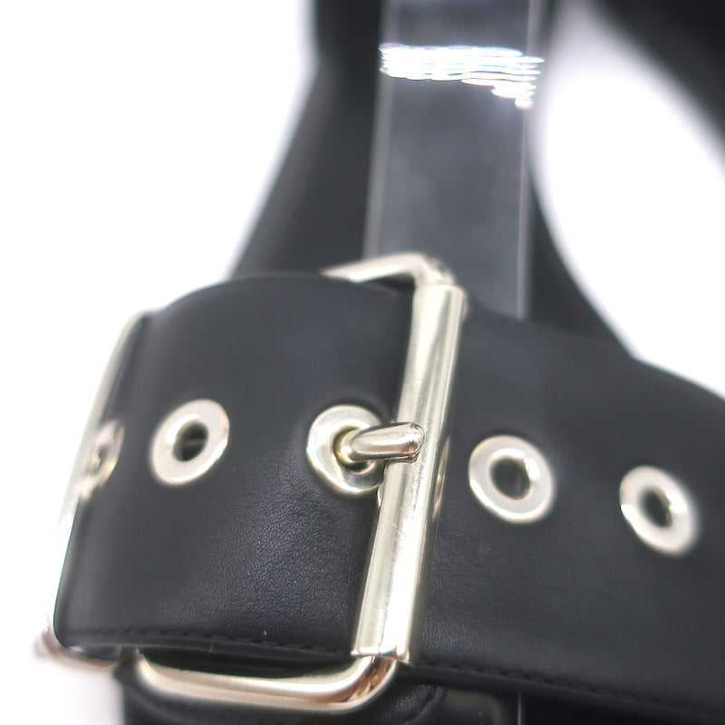 Balenciaga Buckled Ankle Strap Flat Sandals Black Leather Size 40.5