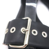 Balenciaga Buckled Ankle Strap Flat Sandals Black Leather Size 40.5