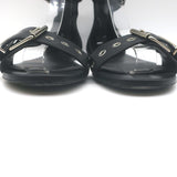 Balenciaga Buckled Ankle Strap Flat Sandals Black Leather Size 40.5