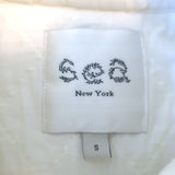 SEA Linden Quilted Patchwork Coat White/Multi Cotton Size Small Belted Jacket