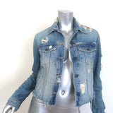 Veronica Beard Cara Distressed Denim Jacket Blue Cotton Size Small