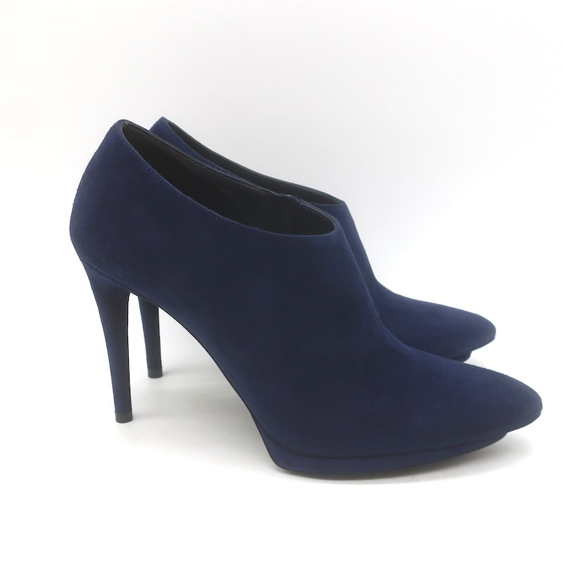 Balenciaga Pointed Toe Platform Booties Navy Suede Size 35 NEW