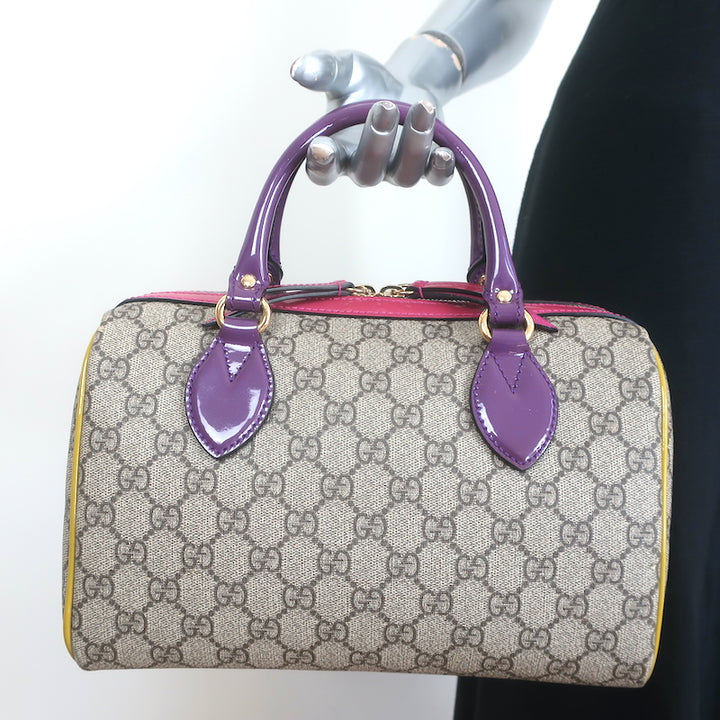 Gucci Limited Edition GG Supreme Small Boston Bag Brown with Multicolor Trim