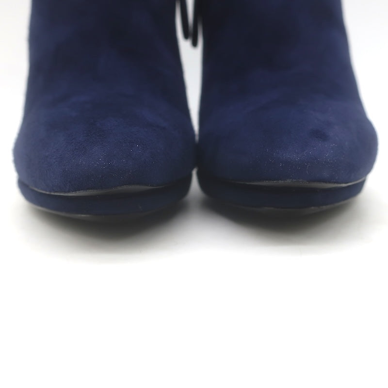 Balenciaga Pointed Toe Platform Booties Navy Suede Size 35 NEW