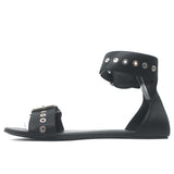 Balenciaga Buckled Ankle Strap Flat Sandals Black Leather Size 40.5