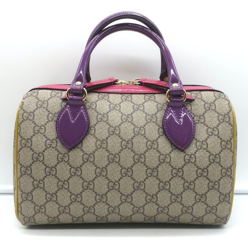 Gucci Limited Edition GG Supreme Small Boston Bag Brown with Multicolor Trim