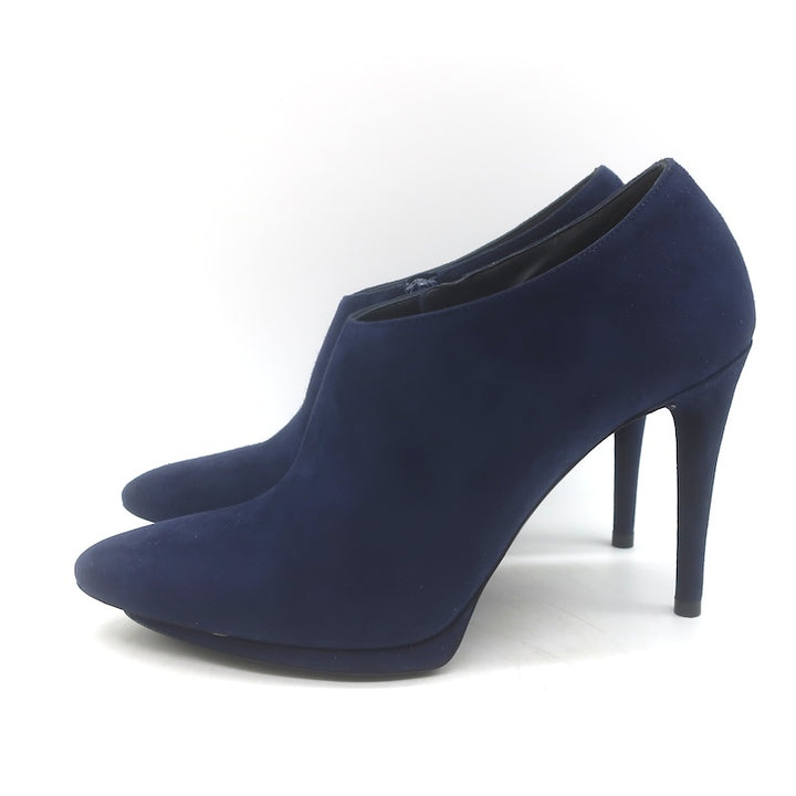 Balenciaga Pointed Toe Platform Booties Navy Suede Size 35 NEW