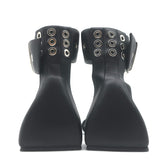 Balenciaga Buckled Ankle Strap Flat Sandals Black Leather Size 40.5