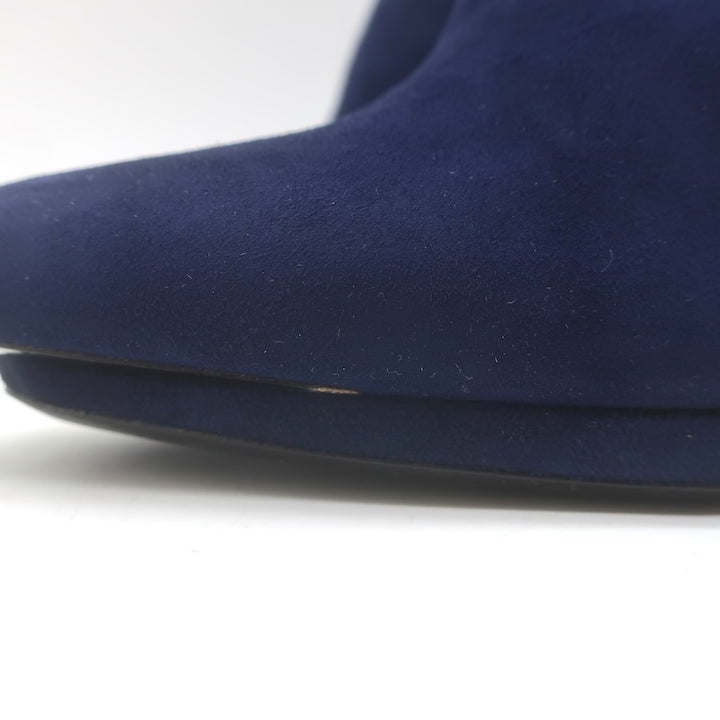 Balenciaga Pointed Toe Platform Booties Navy Suede Size 35 NEW
