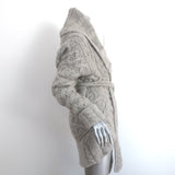 Agnona Cashmere Circle Cardigan Light Gray Cable Knit Size 40 Belted Sweater