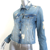 Veronica Beard Cara Distressed Denim Jacket Blue Cotton Size Small