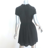 Maje Collared Mini Dress Black Lace-Trimmed Crepe Size 1