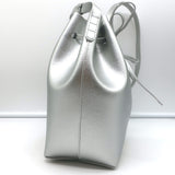 Mansur Gavriel Mini Bucket Bag Silver Metallic Textured Leather Crossbody NEW
