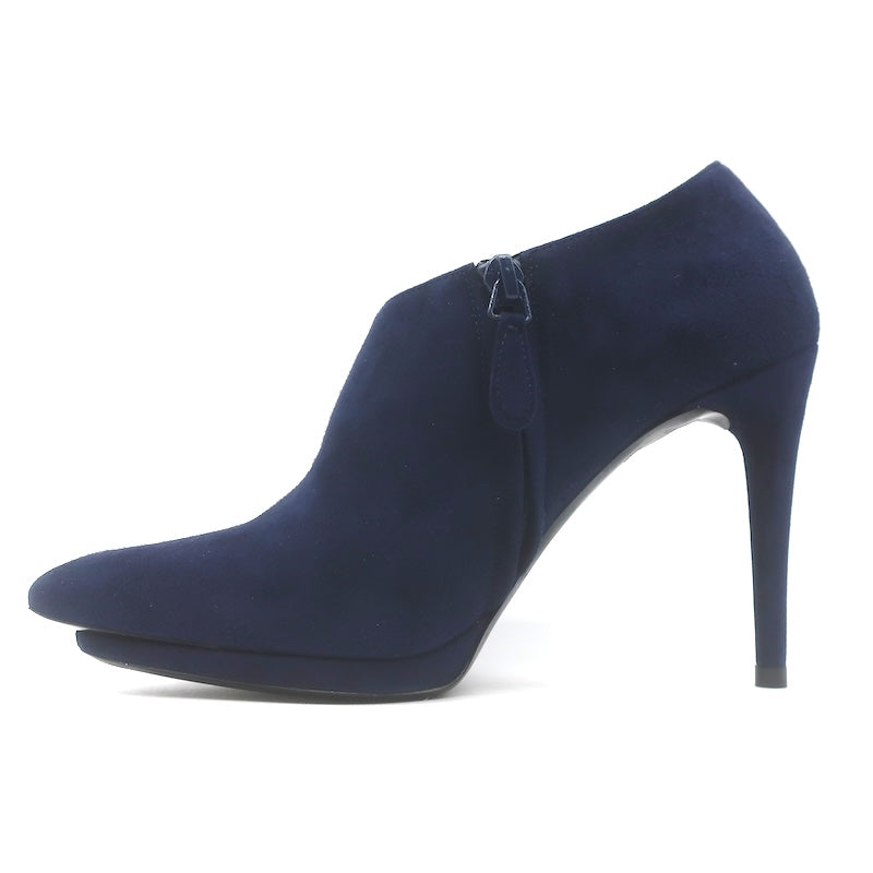 Balenciaga Pointed Toe Platform Booties Navy Suede Size 35 NEW