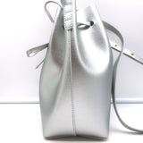 Mansur Gavriel Mini Bucket Bag Silver Metallic Textured Leather Crossbody NEW